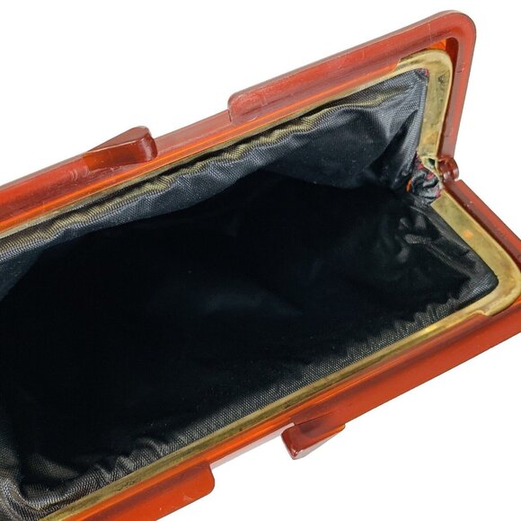 VTG 1950s Needlepoint Tapestry Clutch Floral Purse Tortoise Shell Frame Handbag - Picture 6 of 14